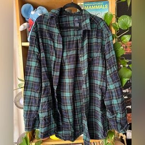 GAP Green and Blue Navy Plaid Flannel Shirt